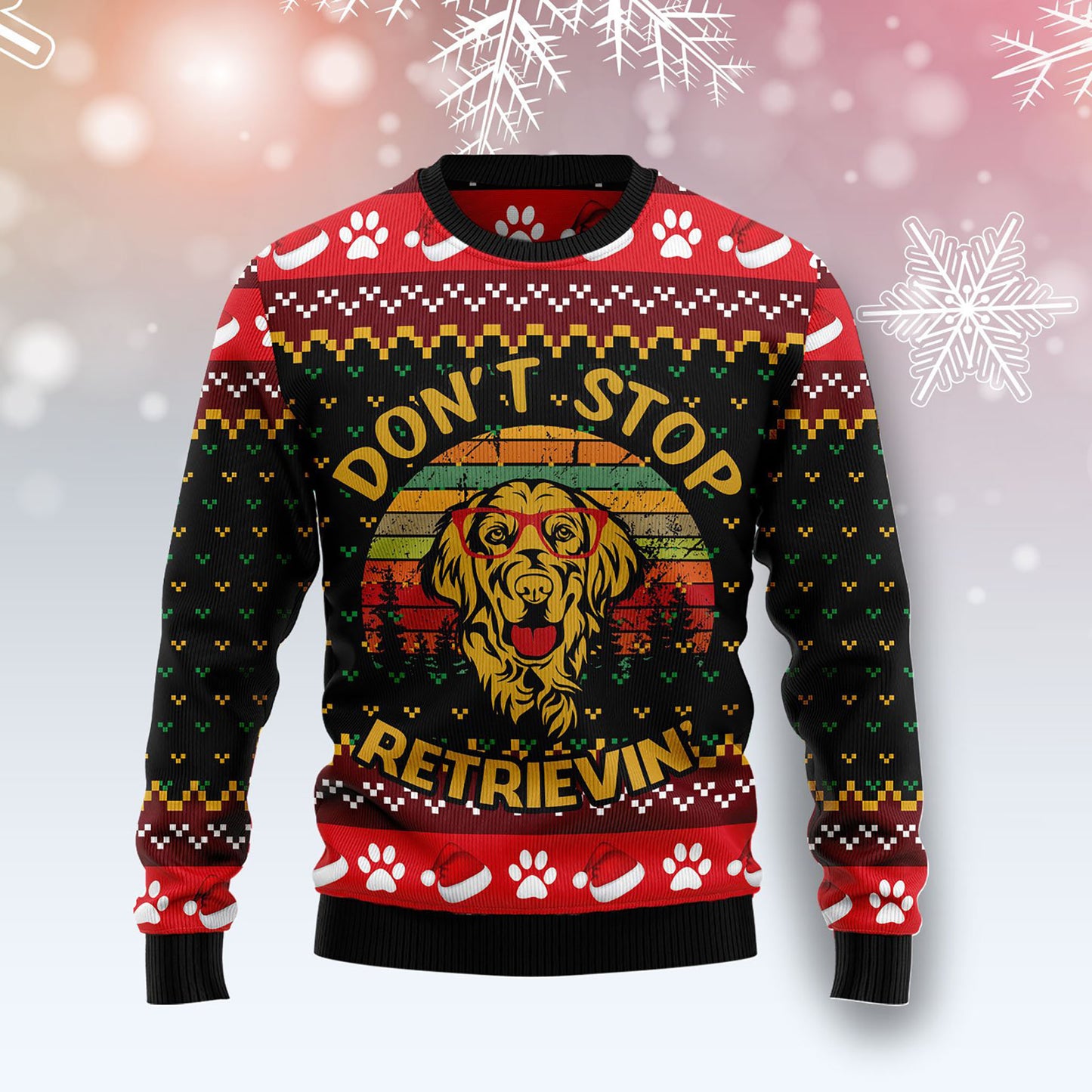 Golden Retriever Don‘t Stop Retrievin Ugly Christmas Sweater, Christmas Ugly Sweater, Christmas Gift, Gift Christmas 2024