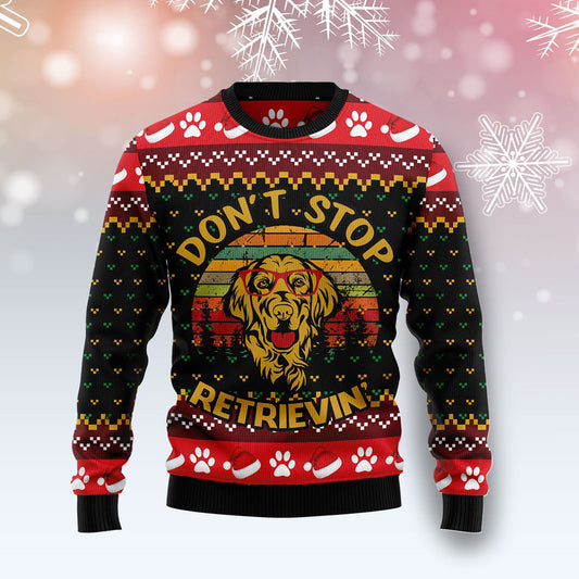 Golden Retriever Don‘t Stop Retrievin Ugly Christmas Sweater, Christmas Ugly Sweater, Christmas Gift, Gift Christmas 2024