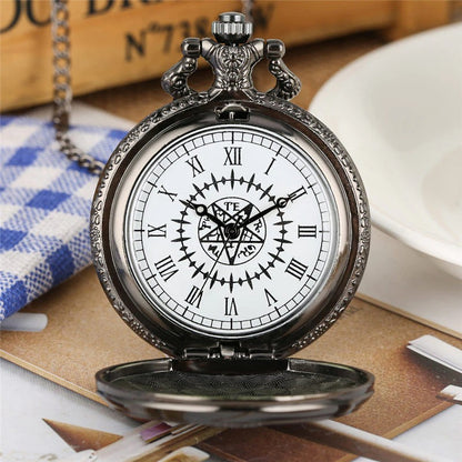 Japanese Anime Black Butler Quartz Pocket Watch Analog Slim Chain Necklace Pendant Chain Watch Fob Cosplay Hour