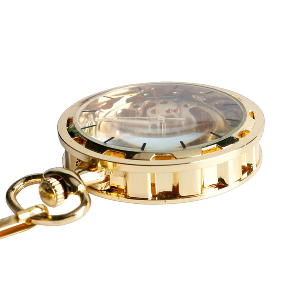 Vintage Watch Necklace Steampunk Skeleton Mechanical Fob Pocket Watch Clock Pendant Hand-winding Men Women Chain Gift
