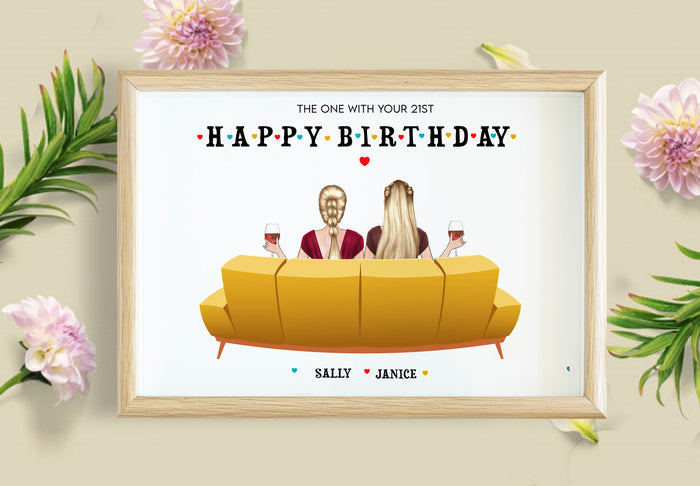 Personalized Picture Personalised Friends 21st Birthday Gift, Unique Friendships Print, 21st Birthday Gift, Best Custom Friends Print, Gift For Besties, 21st Birthday Print