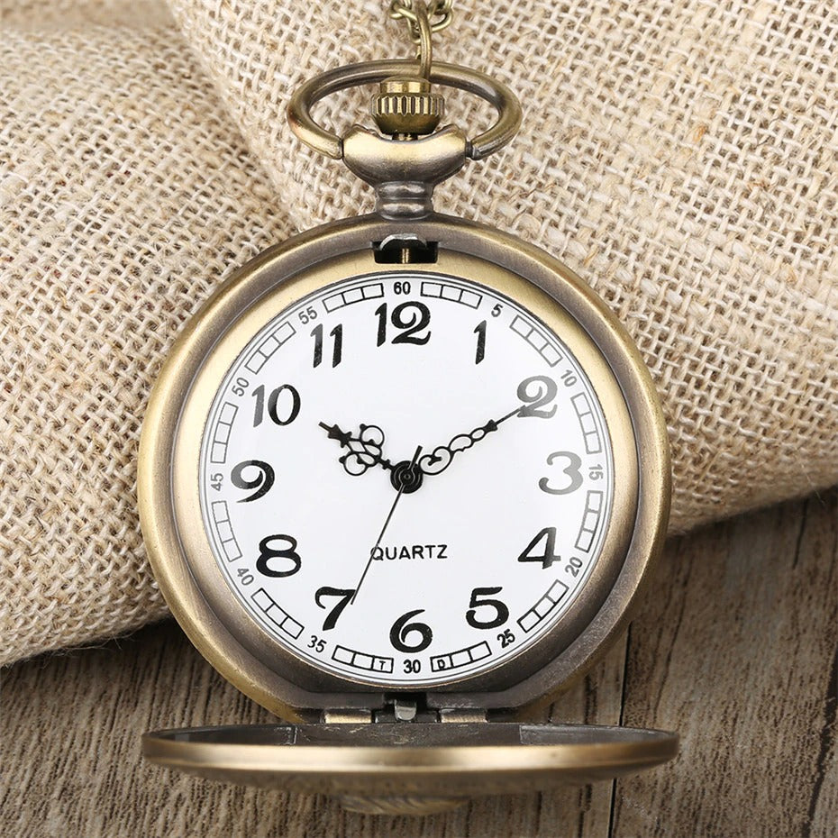 To My Son Theme Pocket Watch Bronze Necklace Chain Gifts for Kids Lion
