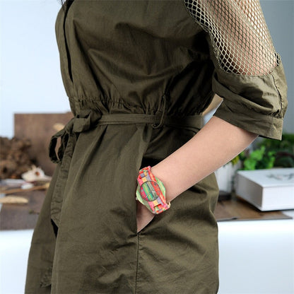 Creative Colorful Wood Watch Lady Quartz Wooden Wristwatches Unique Wood Men Watch Minimalist Display Man Clock
