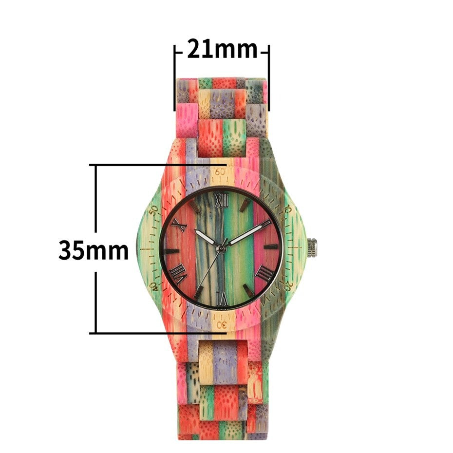 Creative Colorful Wood Watch Lady Quartz Wooden Wristwatches Unique Wood Men Watch Minimalist Display Man Clock