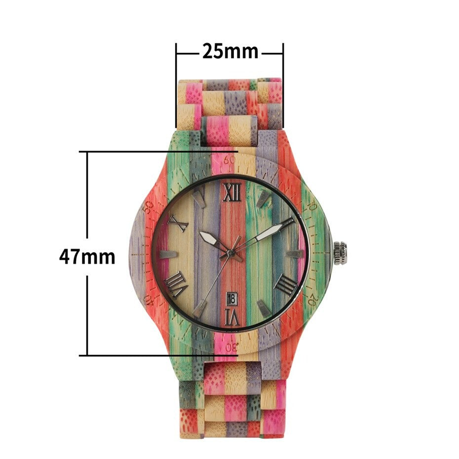 Creative Colorful Wood Watch Lady Quartz Wooden Wristwatches Unique Wood Men Watch Minimalist Display Man Clock