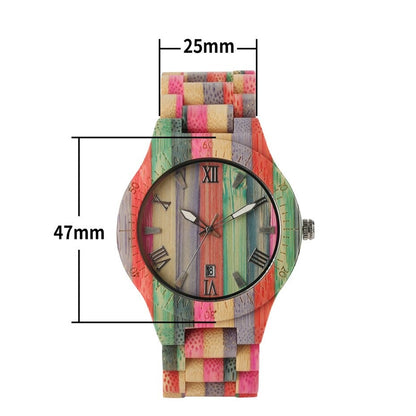 Creative Colorful Wood Watch Lady Quartz Wooden Wristwatches Unique Wood Men Watch Minimalist Display Man Clock
