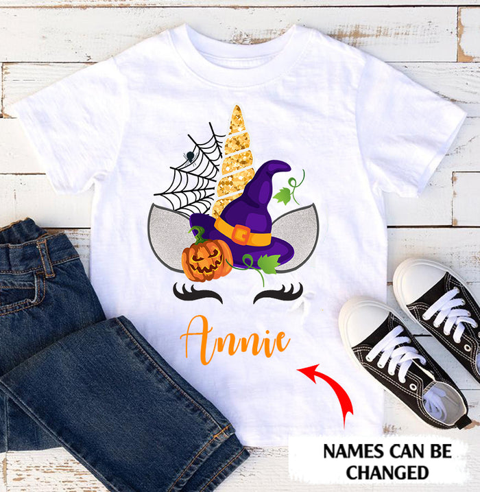 Funny personalized Halloween unicorn name standard T-shirt gift