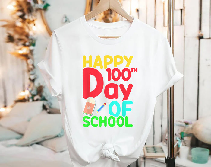 Happy 100th Day Of School 100 Days Cute Students Boys Girls T-Shirt