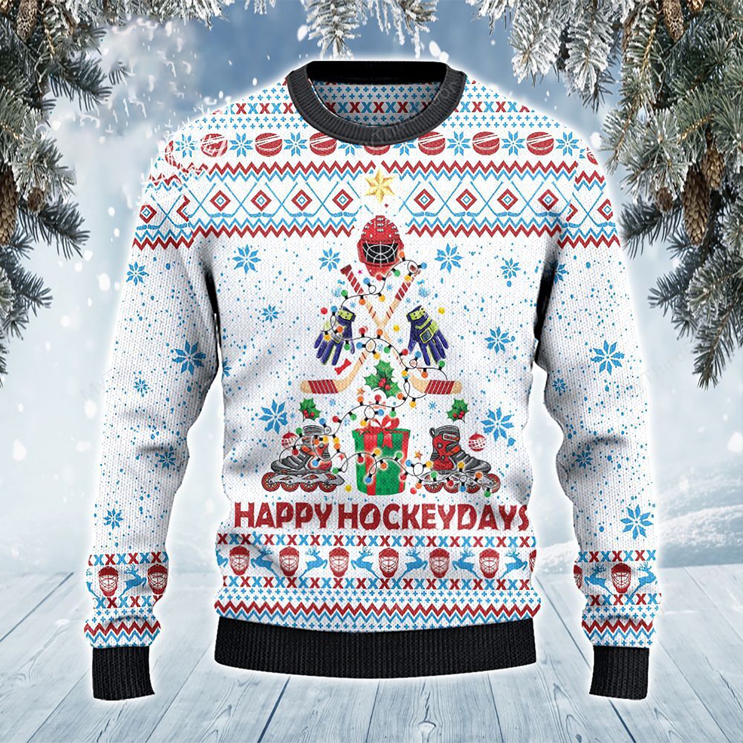 Happy Hockeydays Christmas Gift All Over Print 3D Sweater, Christmas Gift, Gift Christmas 2024