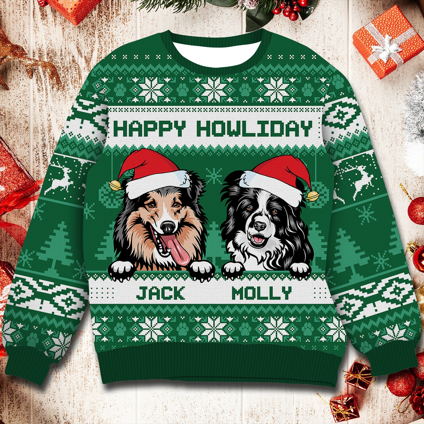 Happy Howlidays Personalized Custom Sweatshirt - Personalized Custom 3d Sweatshirt, 3d Sweater Christmas Funny Gift