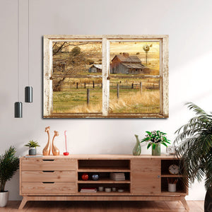 Hayoooo Beautiful Rustic Window With Old Barn, Canvas