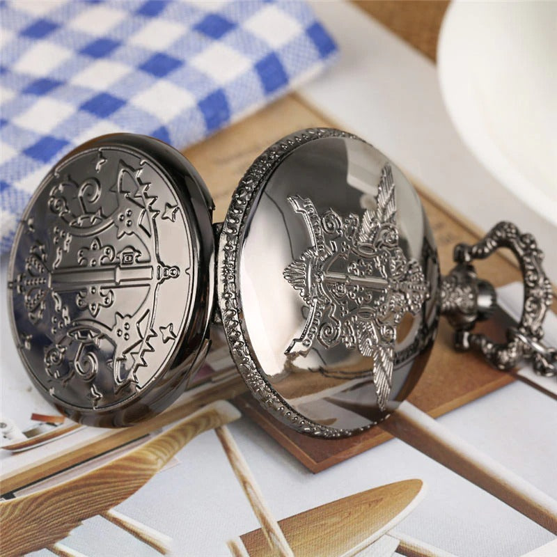 Japanese Anime Black Butler Quartz Pocket Watch Analog Slim Chain Necklace Pendant Chain Watch Fob Cosplay Hour
