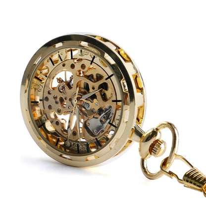 Vintage Watch Necklace Steampunk Skeleton Mechanical Fob Pocket Watch Clock Pendant Hand-winding Men Women Chain Gift