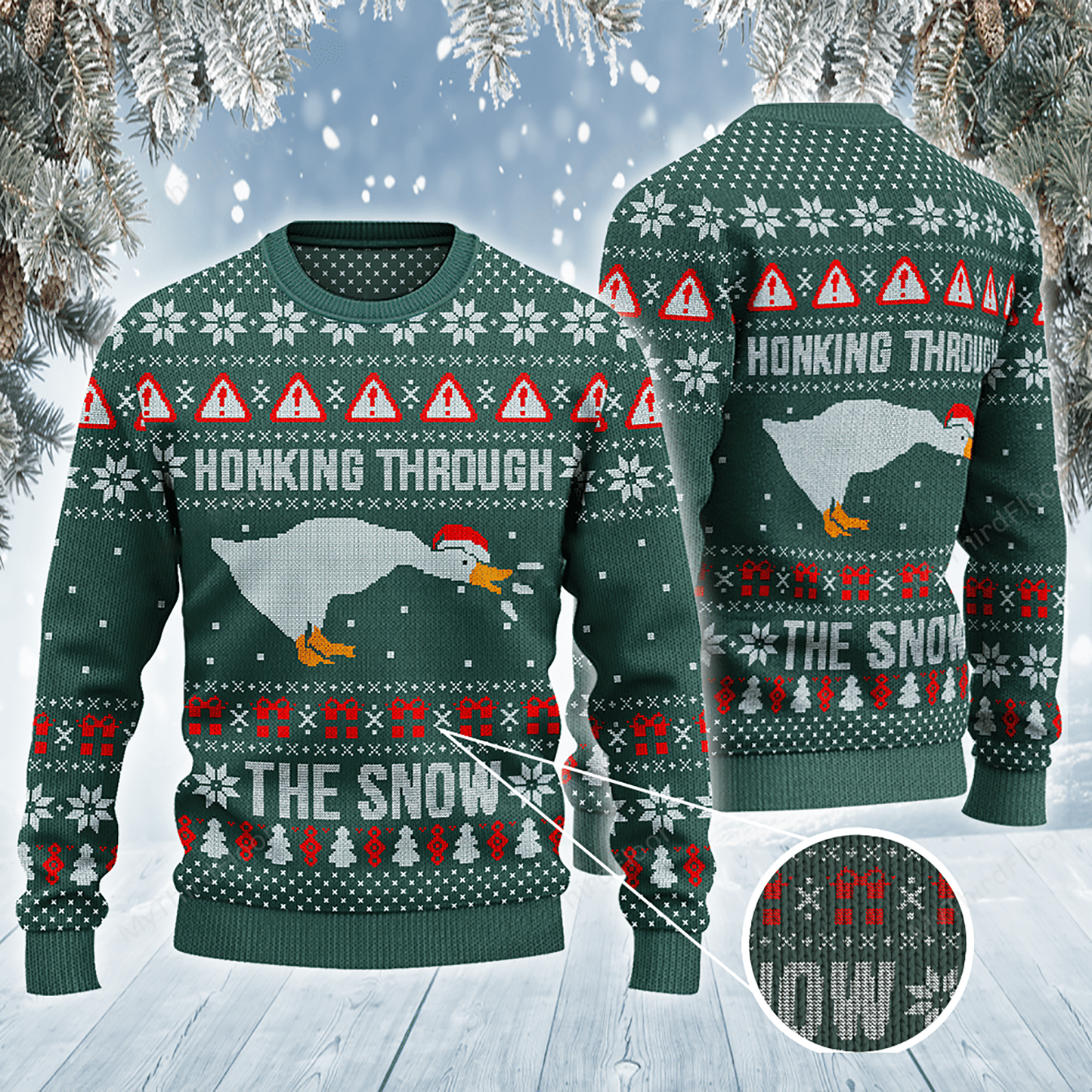 Honking Through The Snow All Over Print 3D Ugly Sweater, Christmas Ugly Sweater, Christmas Gift, Gift Christmas 2024