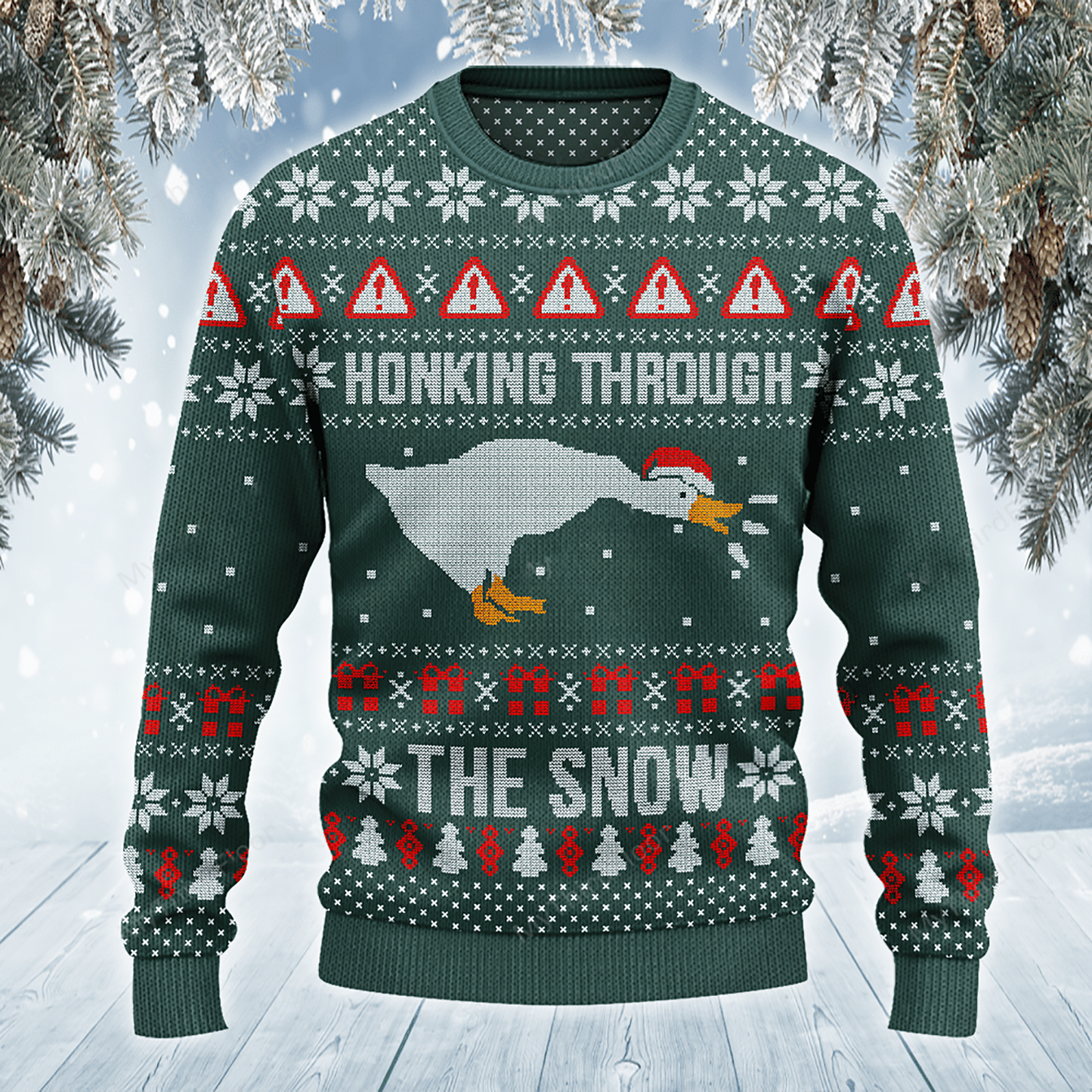 Honking Through The Snow All Over Print 3D Ugly Sweater, Christmas Ugly Sweater, Christmas Gift, Gift Christmas 2024