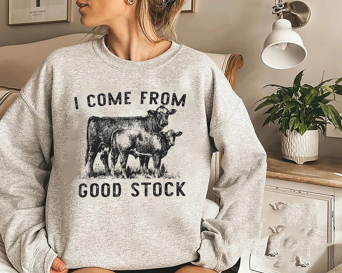 I Come From Good Stock Western Kids Cowboy Cattle Cow T-Shirt1