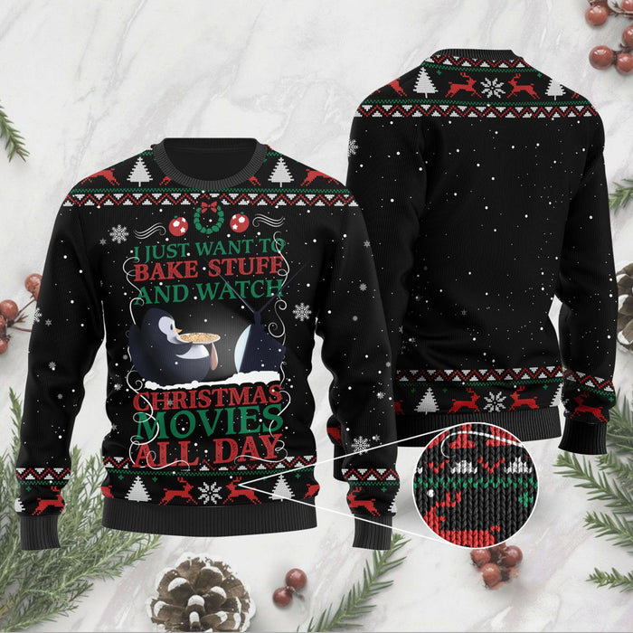 I Just Want To Bake Stuff And Watch Christmas Sweater, Christmas Ugly Sweater, Christmas Gift, Gift Christmas 2024