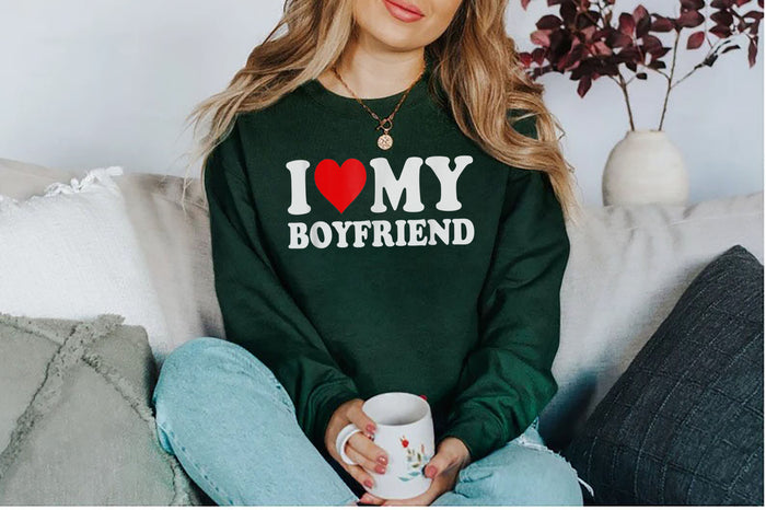 I Love My Boyfriend Funny Valentine Red Heart Love T-Shirt