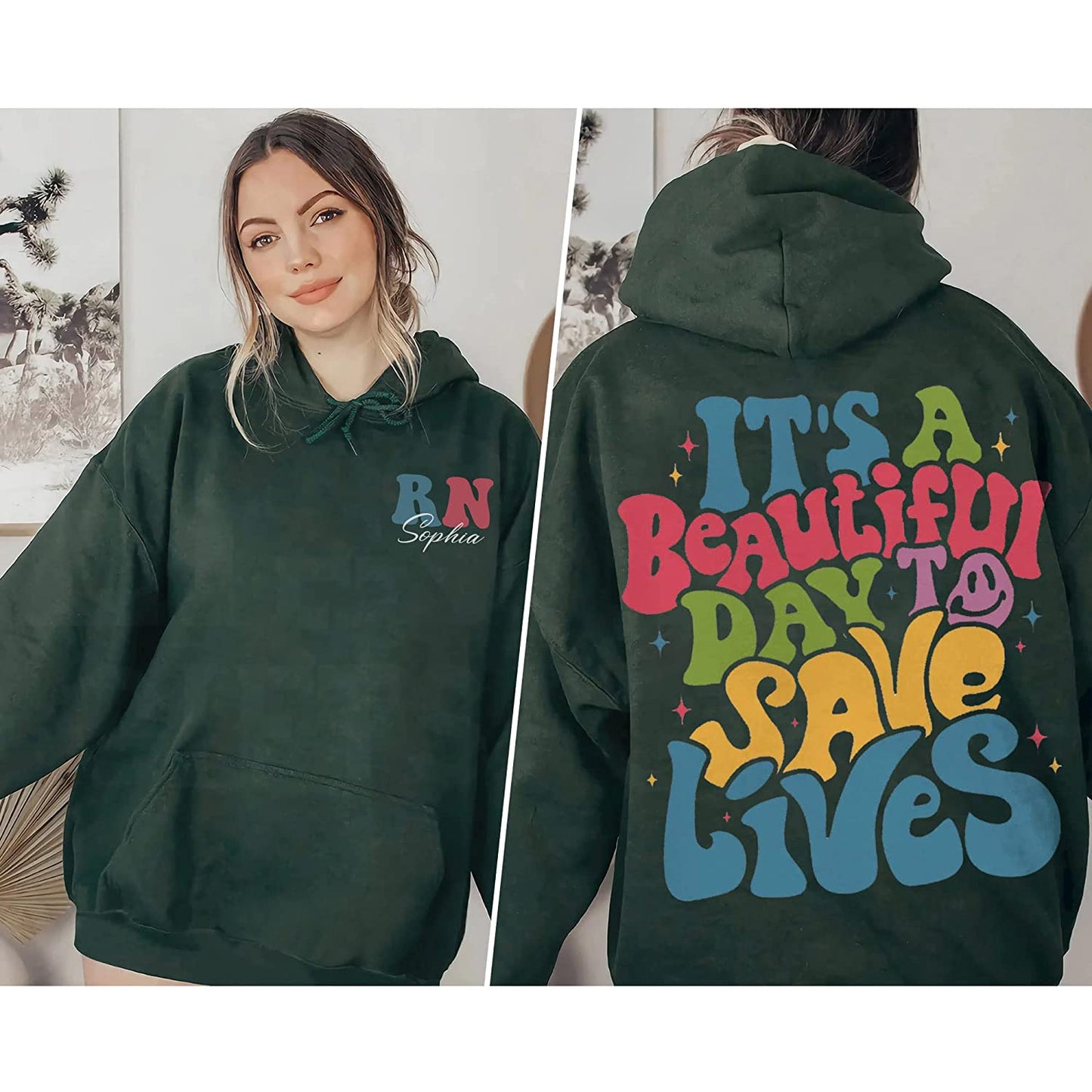 It's A Beautiful Day To Save Lives 2 Sides Sweatshirt for Women, Picu Nurse RN Icu T-Shirt, Long Sleeve, Hoodie New Nurse Gift