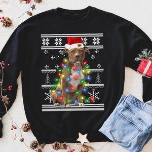 I want a Pitbull for my Christmas funny sweatshirt gifts for dog lovers christmas ugly sweatshirt