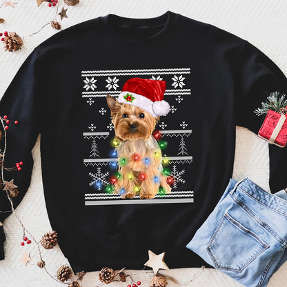 I want a Yorkshire Terrier for my Christmas - funny sweatshirt gifts for dog lovers christmas ugly sweatshirt