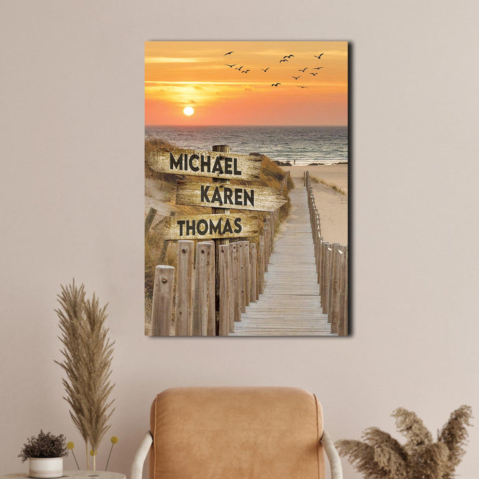 Sunset in the Beach Street Signs, Personalized Canvas, Wall-art Canvas