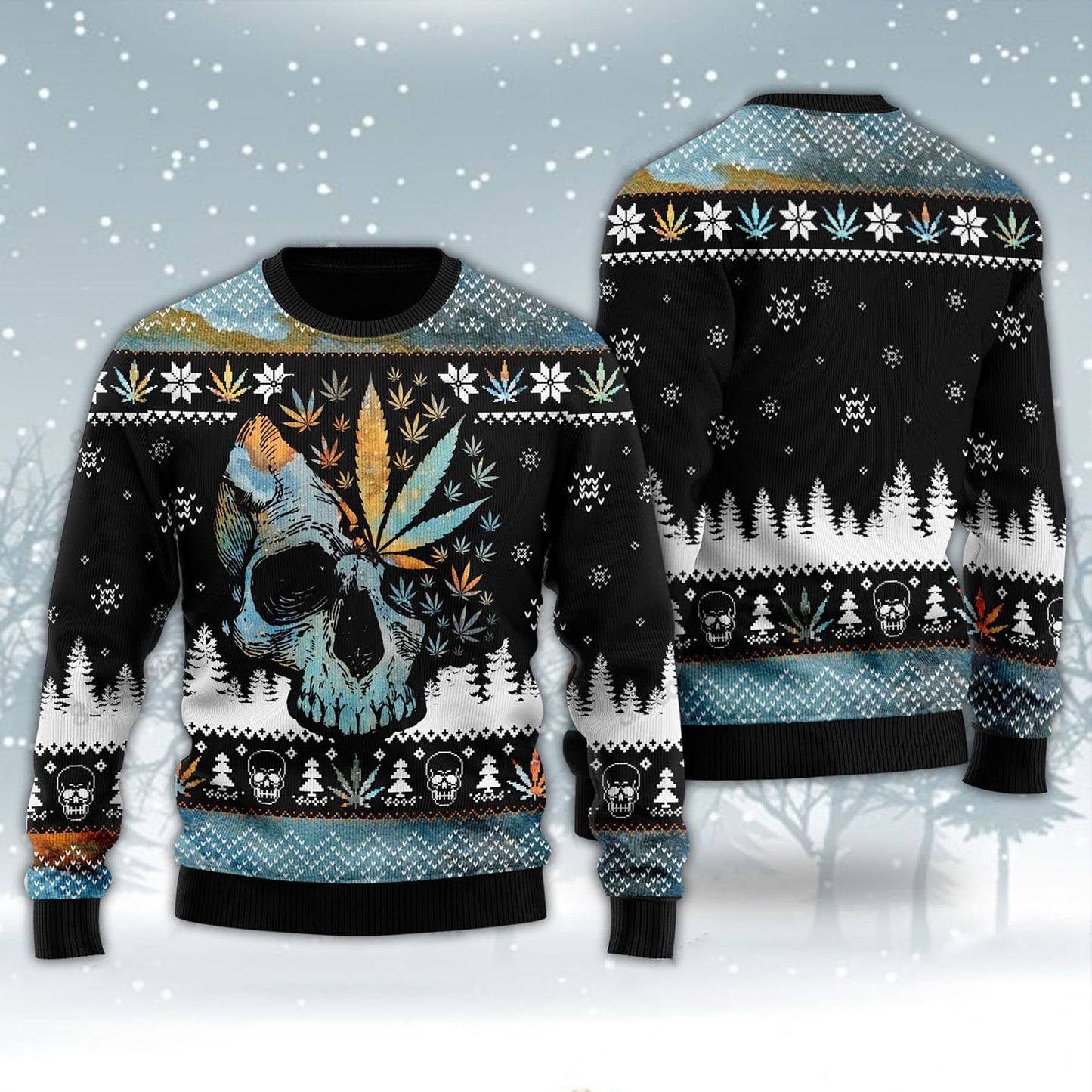 Leaf Skull Christmas Ugly Sweater, Christmas Ugly Sweater, Christmas Gift, Gift Christmas 2024
