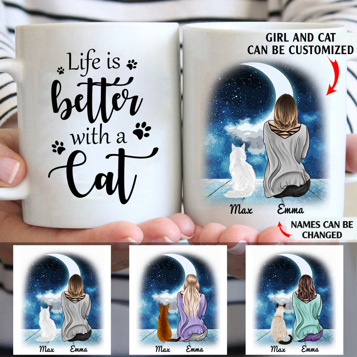 Life is better with a cat personalised gift customized mug coffee mugs gifts custom christmas mugs