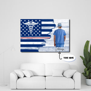 Personalized Name Nurse Canvas - Best Gifts For Nurse - Half Flag Canvas