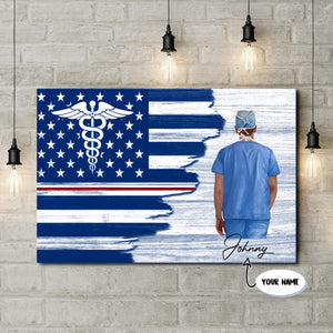 Personalized Name Nurse Canvas - Best Gifts For Nurse - Half Flag Canvas