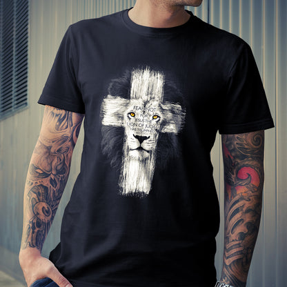 Löwe Kreuz T-Shirt - Christliche Mode Geschenke T