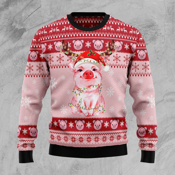 Lovely Pig reindeer Ugly Christmas Sweater, Christmas Ugly Sweater, Christmas Gift, Gift Christmas 2024