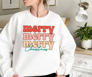 Merry Merry Merry Christmas UNISEX Sweatshirt, Christmas Sweatshirt, Holiday Sweatshirt, Retro Christmas Outfit