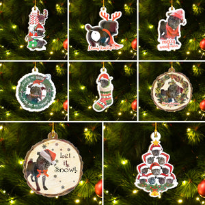 Merry Pugmas Black Pug Ornament Set, Merry Woofmas Ornament Set, Funny Xmas Ornament Family Gift Idea