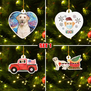 Merry Xmas Labrador Ornament Set, Merry Woofmas Ornament Set, Funny Xmas Ornament Family Gift Idea For Dog Lover