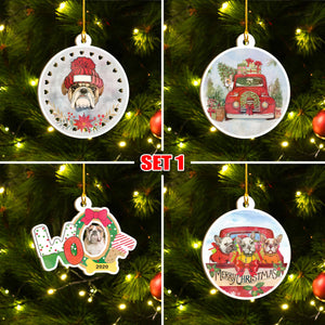 Merry Xmas Bulldog Ornament Set, Merry Woofmas Ornament Set, Funny Xmas Ornament Family Gift Idea For Dog Lover