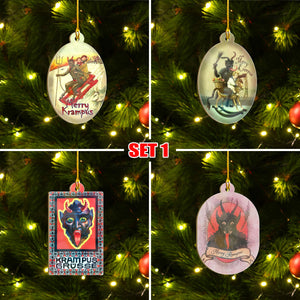 Merry Krampus Ornament Set, Dark Christmas Ornament Set, Christmas Family Gift Idea