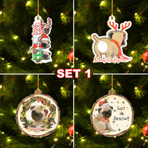 Merry Pugmas Ornaments Set, Merry Woofmas Ornaments, Funny Christmas Ornaments Family Gift Idea For Pug Lover