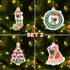 Merry Pugmas Ornaments Set, Merry Woofmas Ornaments, Funny Christmas Ornaments Family Gift Idea For Pug Lover