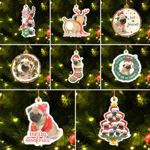 Merry Pugmas Ornaments Set, Merry Woofmas Ornaments, Funny Christmas Ornaments Family Gift Idea For Pug Lover