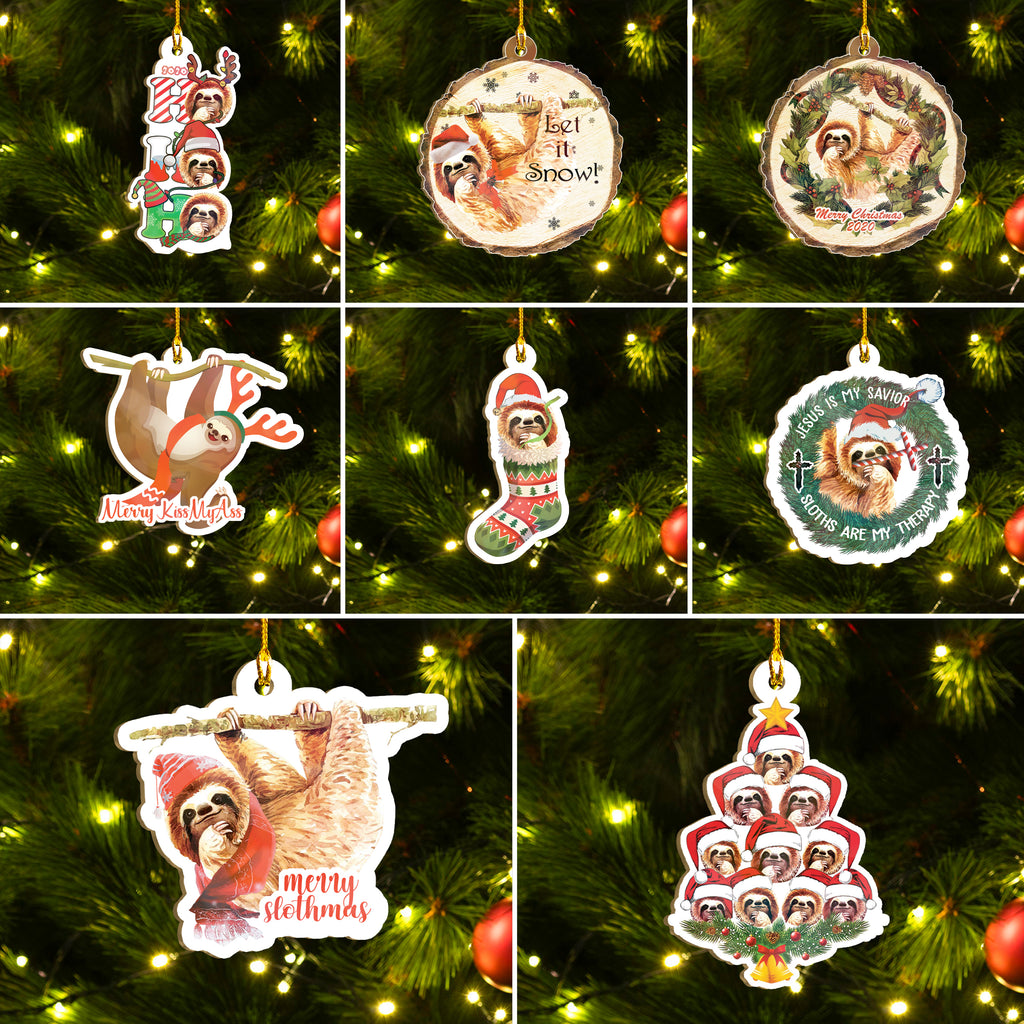 Merry Slothmas Ornaments Set, Funny Sloth Ornaments, Christmas Ornaments Family Gift Idea For Sloth Lover