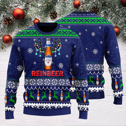 Michelob Ultra Reinbeer Christmas Sweater, Christmas Ugly Sweater, Christmas Gift, Gift Christmas 2024