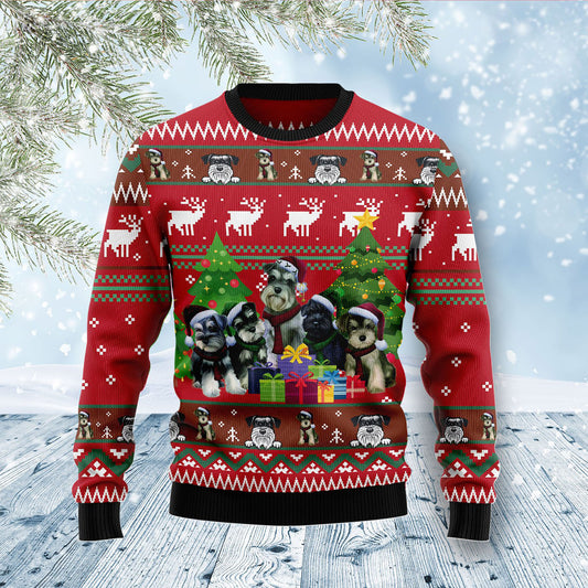 Miniature Schnauzer Family Snow Ugly Christmas Sweater, Christmas Ugly Sweater, Christmas Gift, Gift Christmas 2024