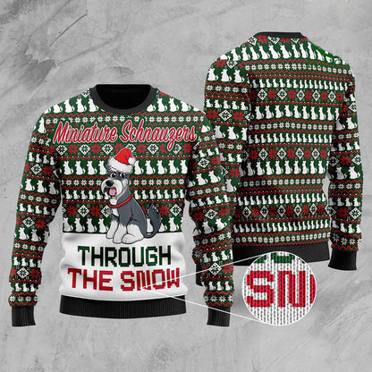 Miniature Schnauzers Through The Snow Christmas Ugly Sweater, Christmas Ugly Sweater, Christmas Gift, Gift Christmas 2024
