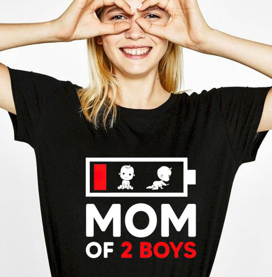 Mom of 2 boys Mothers Day T shirt Tee