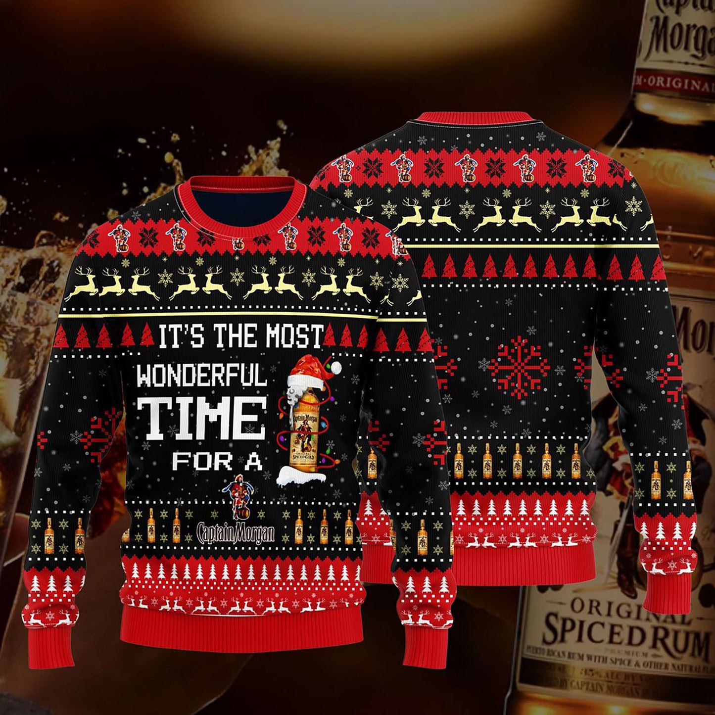 Most Wonderful Time For A Captain Morgan Christmas Sweater, Christmas Ugly Sweater, Christmas Gift, Gift Christmas 2024