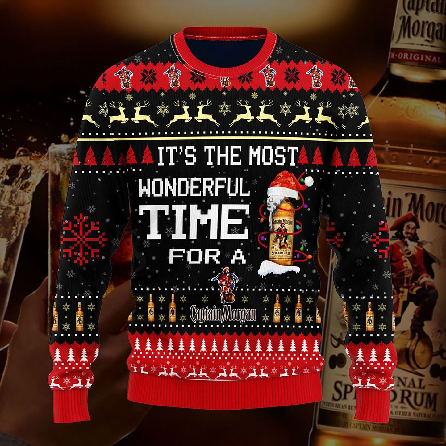 Most Wonderful Time For A Captain Morgan Christmas Sweater, Christmas Ugly Sweater, Christmas Gift, Gift Christmas 2024