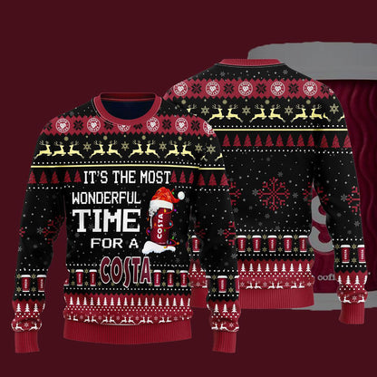 Most Wonderful Time For A Costa Christmas Sweater, Christmas Ugly Sweater, Christmas Gift, Gift Christmas 2024