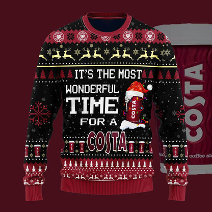 Most Wonderful Time For A Costa Christmas Sweater, Christmas Ugly Sweater, Christmas Gift, Gift Christmas 2024