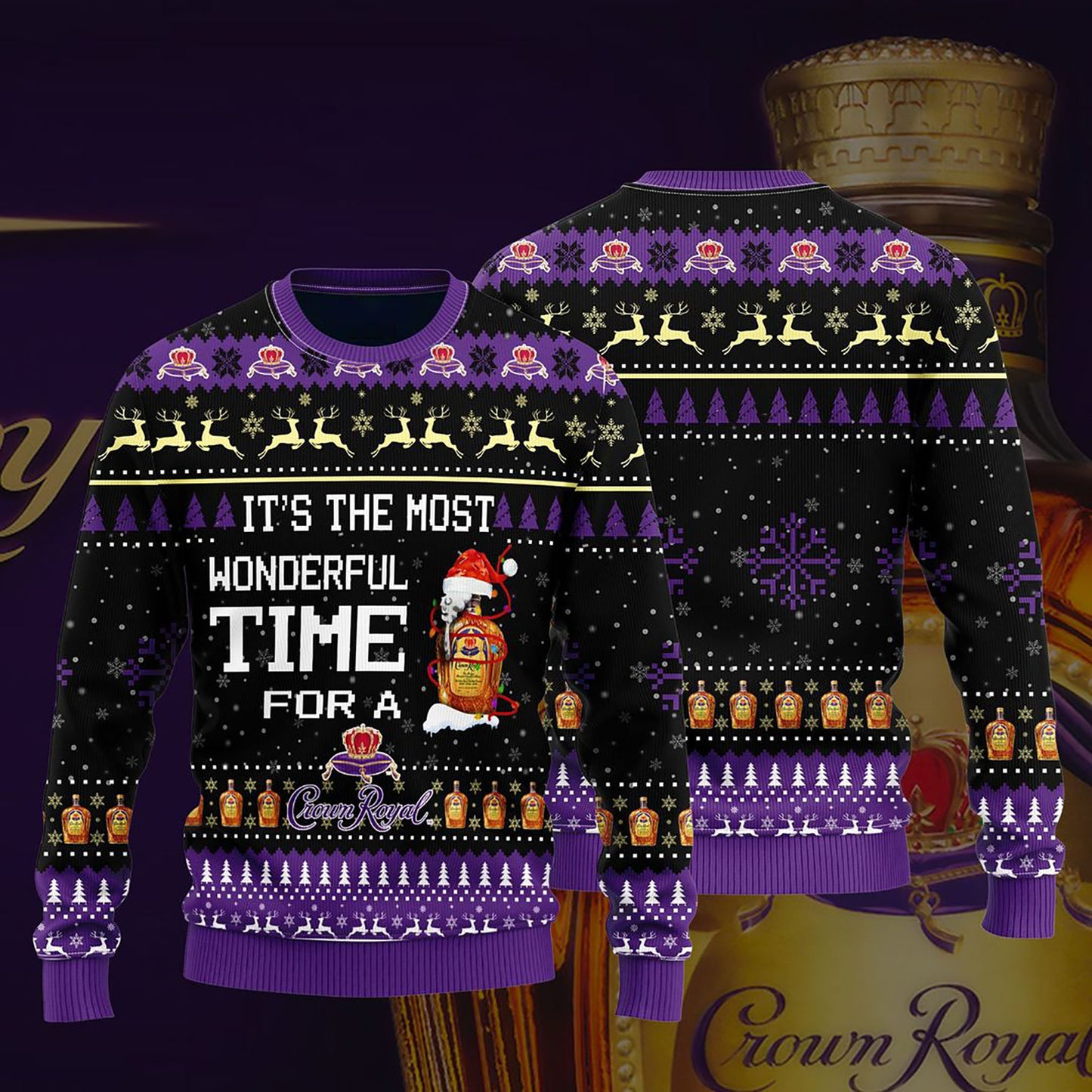 Most Wonderful Time For A Crown Royal Christmas Sweater, Christmas Ugly Sweater, Christmas Gift, Gift Christmas 2024